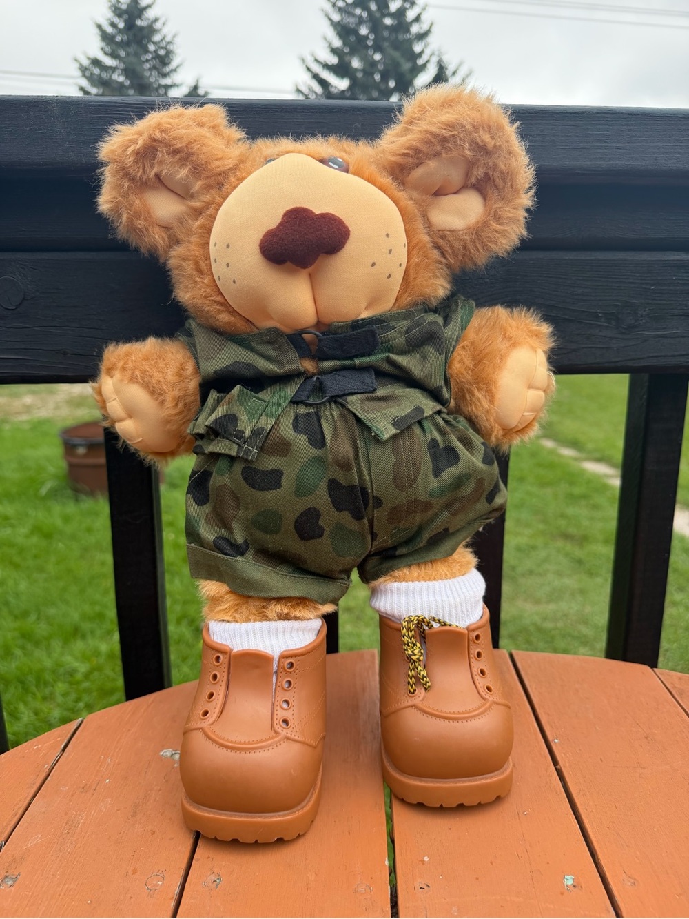 1985 Furskins Plush Bear in Camo